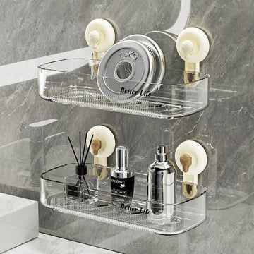 Multi-Purpose Transparent Suction Cup Storage Shelf pack of 2