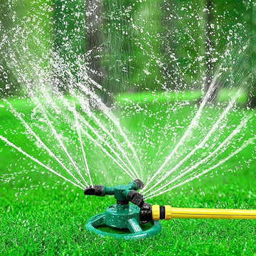 Automatic 360° Lawn Sprinkler 3 Arm 4 Nozzle for Watering Garden Plants/Pipe Hose Irrigation Yard Water Sprayer - CL-NE-5533