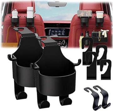 3 in 1 Multi-Functional Hook - Car Seat Headrest Cup Holder & Organizer, 2 PCS