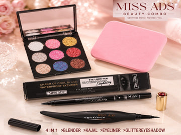 MISS ADS COMBO (KAJAL05, GLITTER EYESHADOW, BLENDER, EYELINER)