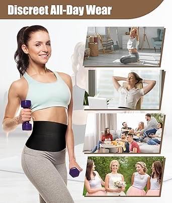 Free Size Premium Waist Belt Elastic Band Weight Loss Flat Belly Belt Body Shaper Abdominal Belt After Delivery for Tummy Reduction Tummy Wrap Waist Trainer -Black
