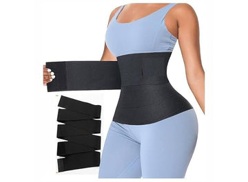 Free Size Premium Waist Belt Elastic Band Weight Loss Flat Belly Belt Body Shaper Abdominal Belt After Delivery for Tummy Reduction Tummy Wrap Waist Trainer -Black