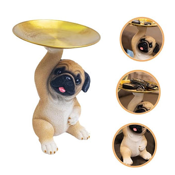 Decoration Dog Statue with Key Holder Bowl