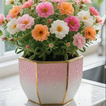 AI Double Moss Rose seeds + 100 grams Organic potmix Free PACK 2