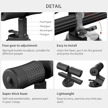Sit-Up Bar With Foam Handle and Rubber Suction Seat Up Fitness Equipment