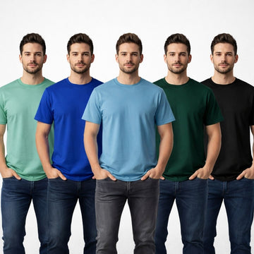 NEW Round Neck T-Shirt Half Sleeves pack of 5 (Random Color)
